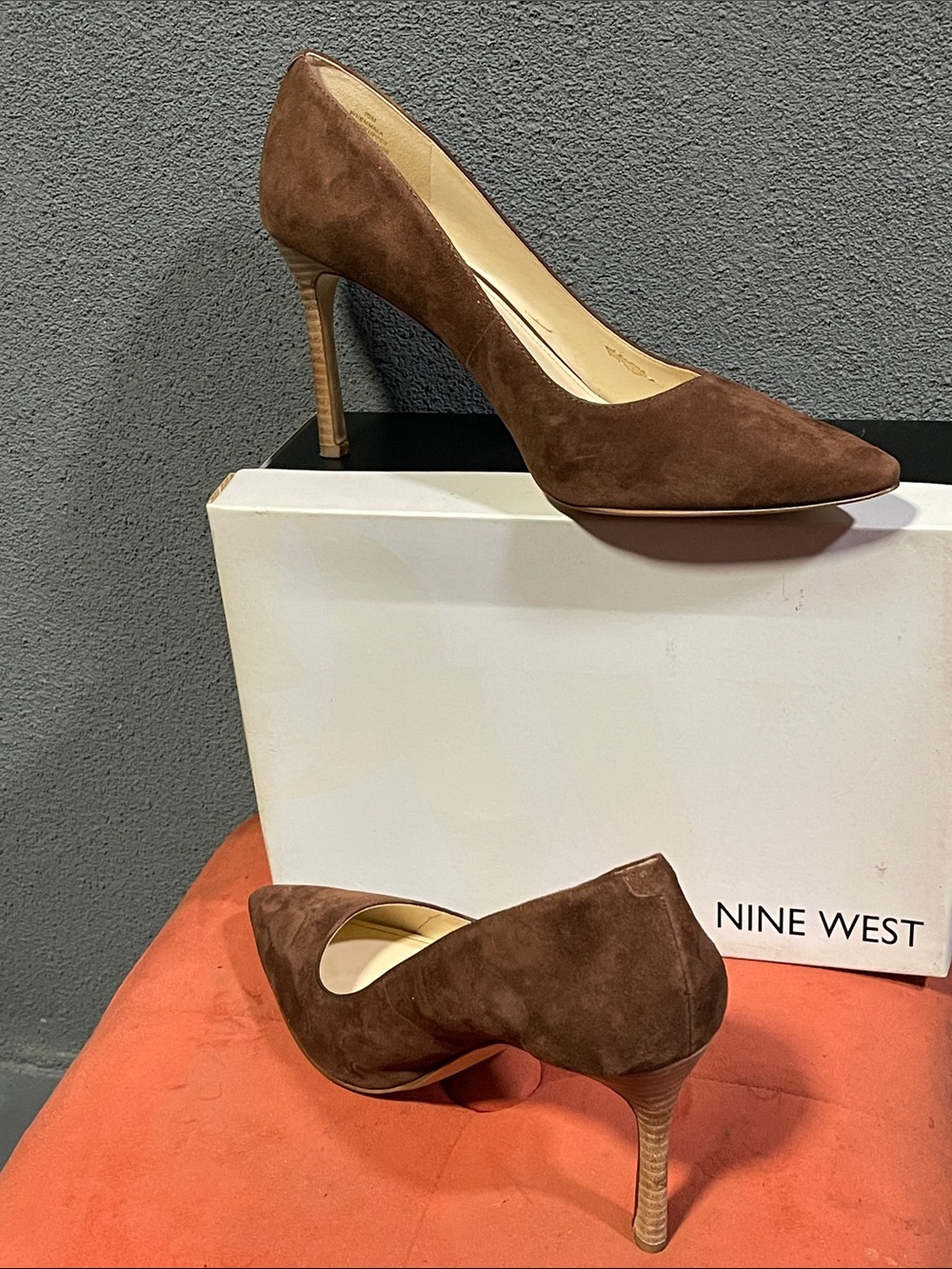 Nine West Brown Suede Pointed-Toe Stiletto Heels SZ 10